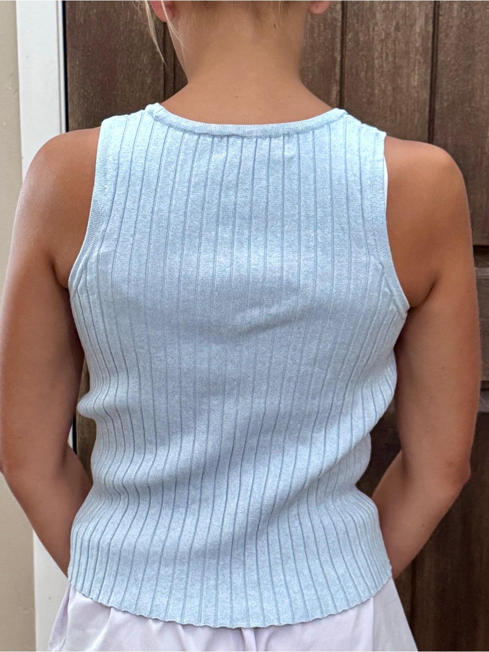 H&M Light Blue Ribbed Tank Top - Picture 2 of 4